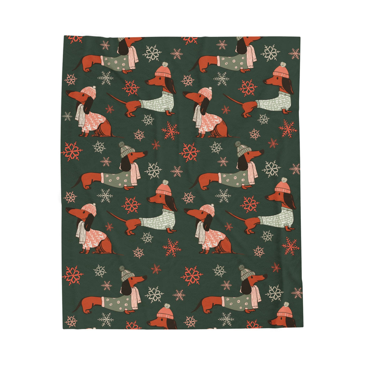 Dachshund Through The Snow (Evergreen) - Plush Blanket