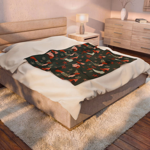 Dachshund Through The Snow (Evergreen) - Plush Blanket