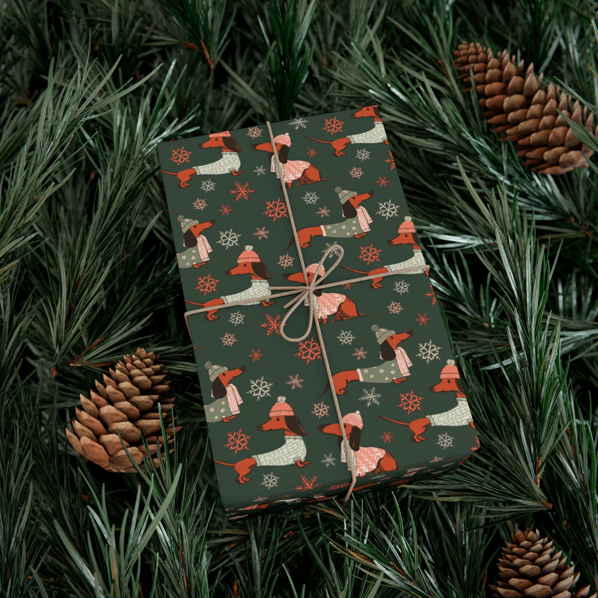 Dachshund Through The Snow (Evergreen) - Wrapping Paper
