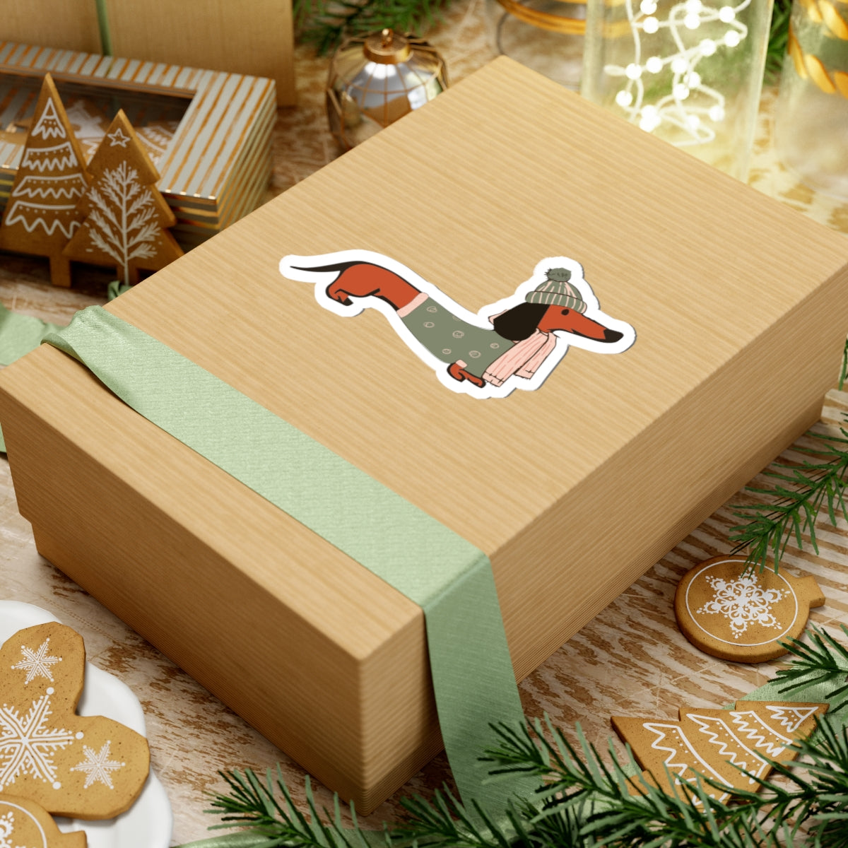 Christmas Dachshund — Kiss-Cut Sticker
