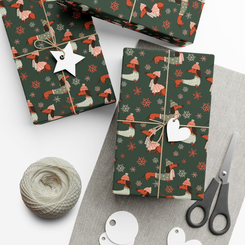 Dachshund Through The Snow (Evergreen) - Wrapping Paper