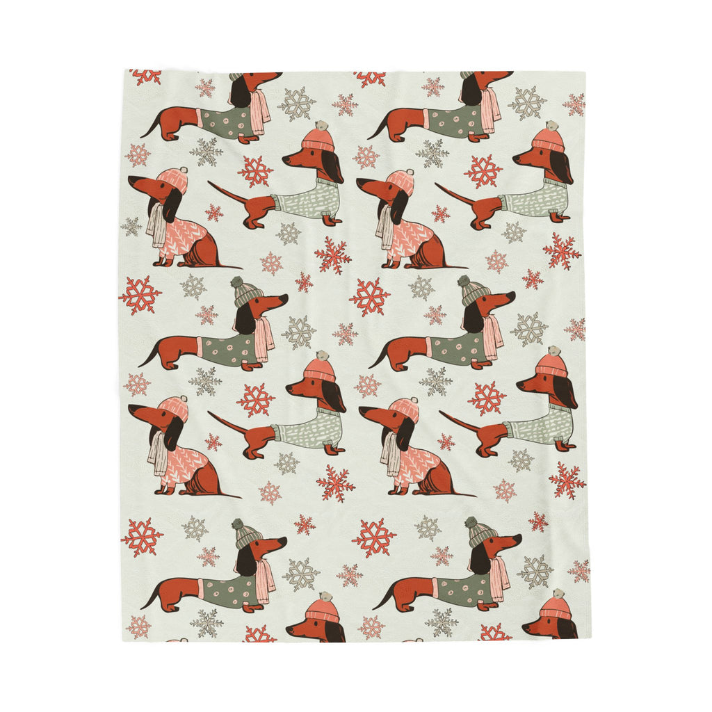 Dachshund Through The Snow - Plush Blanket