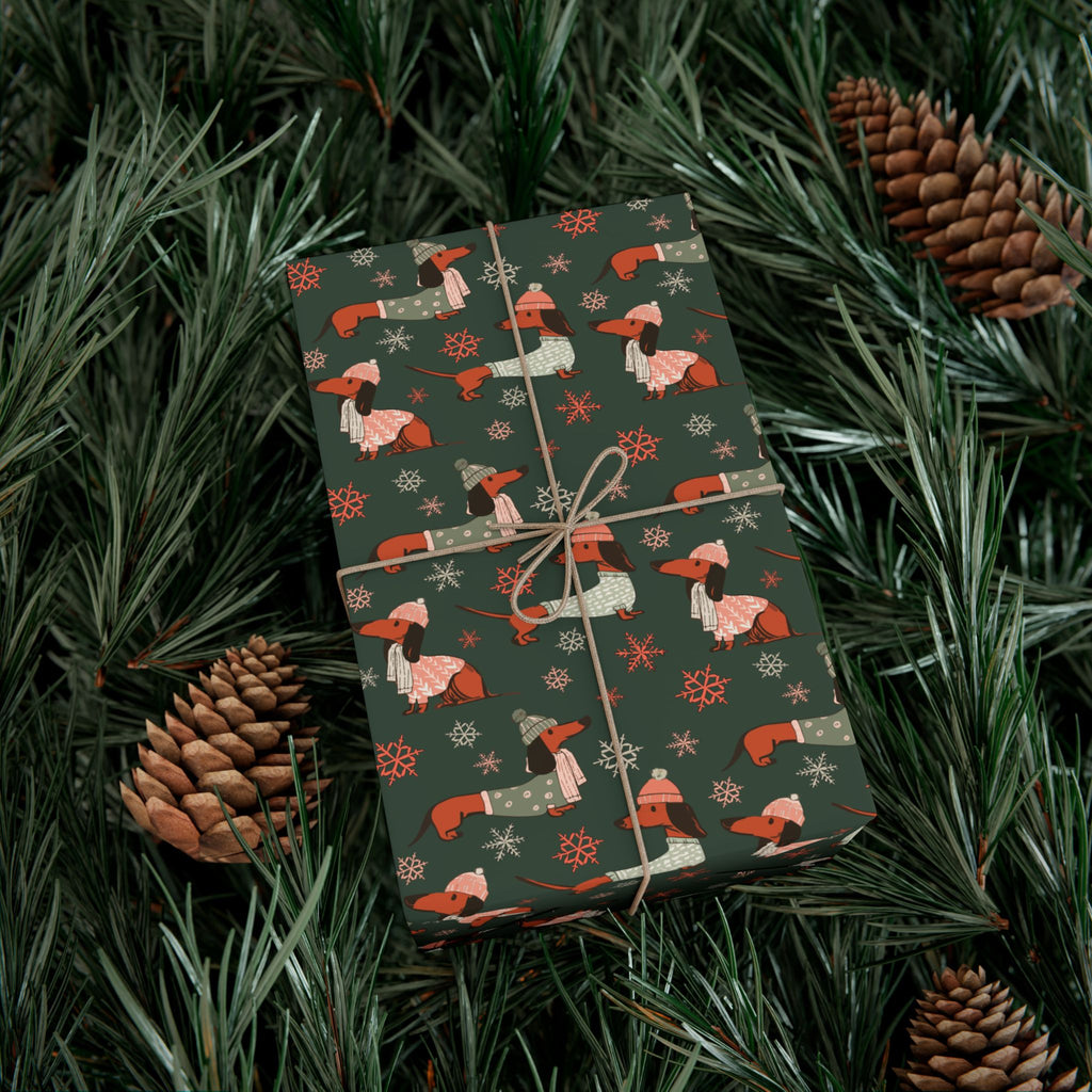 Dachshund Through The Snow (Evergreen) - Wrapping Paper