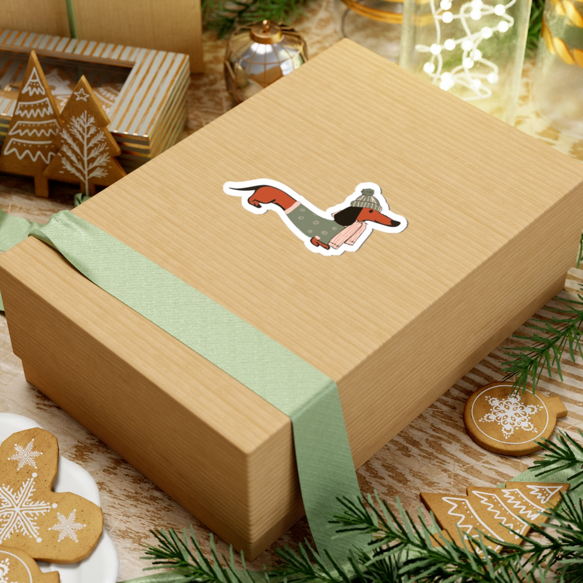 Christmas Dachshund — Kiss-Cut Sticker