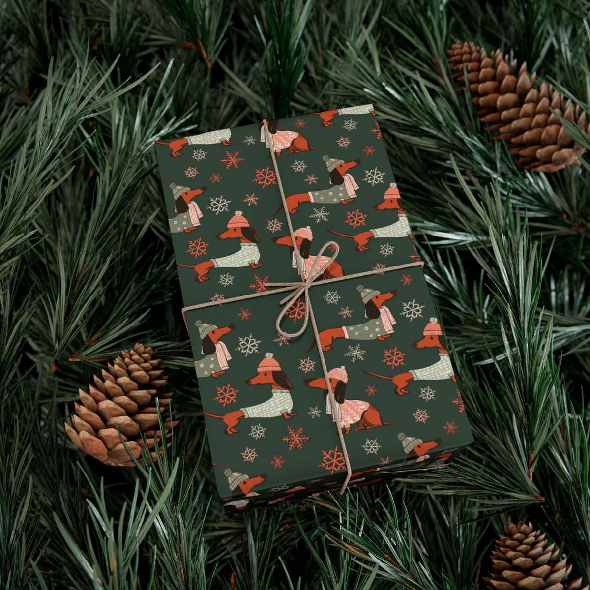 Dachshund Through The Snow (Evergreen) - Wrapping Paper