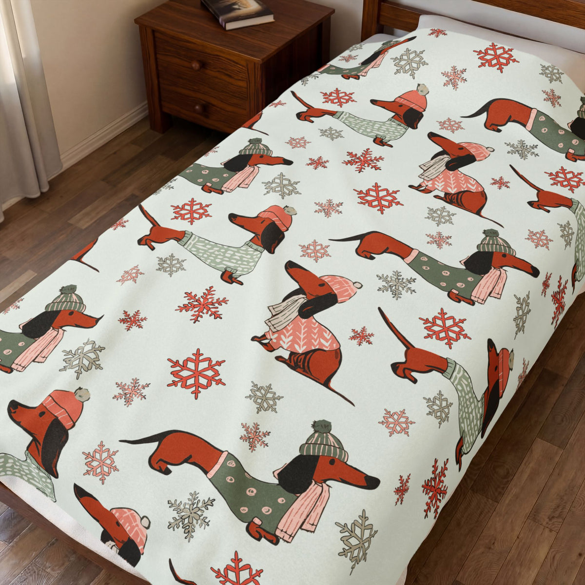 Dachshund Through The Snow - Plush Blanket