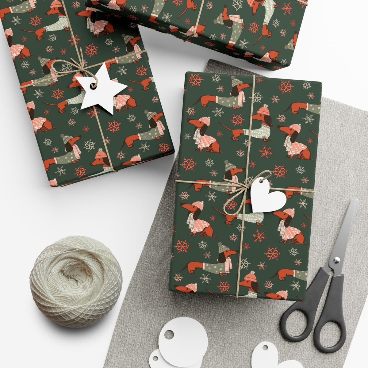 Dachshund Through The Snow (Evergreen) - Wrapping Paper